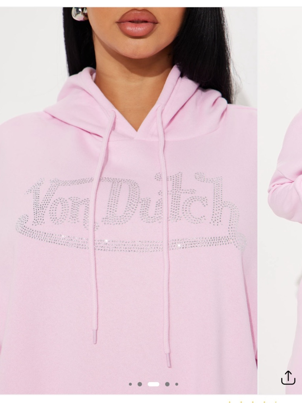 Von Dutch Light Pink Rhinestone Logo Hoodie